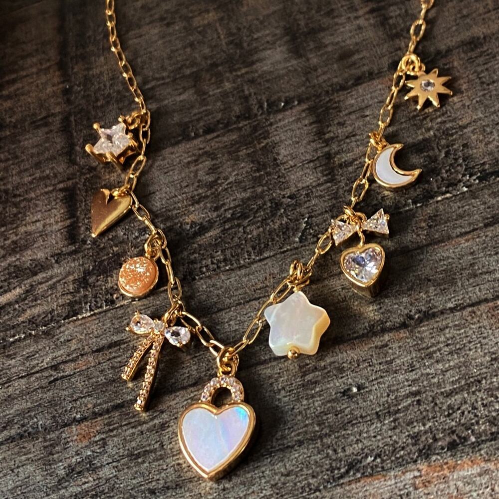 NEW FP x Luna Norte Mother Of Pearl Charm Layering Necklace - Picture 5 of 8